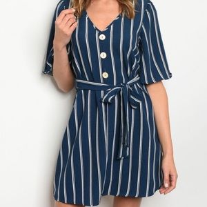Navy & White Stripe Dress